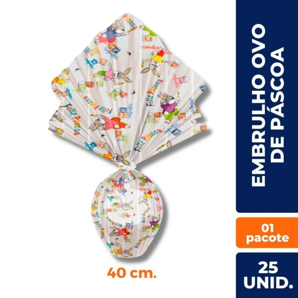 SACO EXPRESS ENVELOPE METALIZADO OVO DA PASCOA COELHO PINTOR BRANCO (40X40 CM.) C/ 25 UN. - Image 2